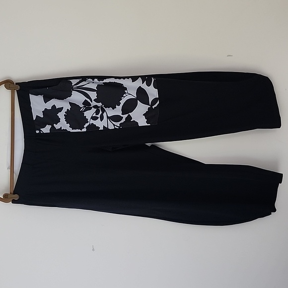 Alembika Floral Black White Lantern Pants &  Trapeze Top set L - Picture 2 of 7